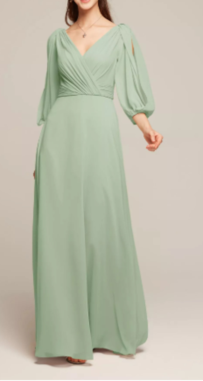 AW BRIDAL 4 S sage green Polly wedding formal party bridesmaid maxi dress B22